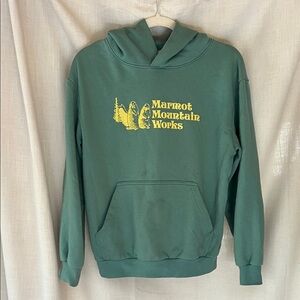 Marmot Forest Green Hoodie with Yellow Logo